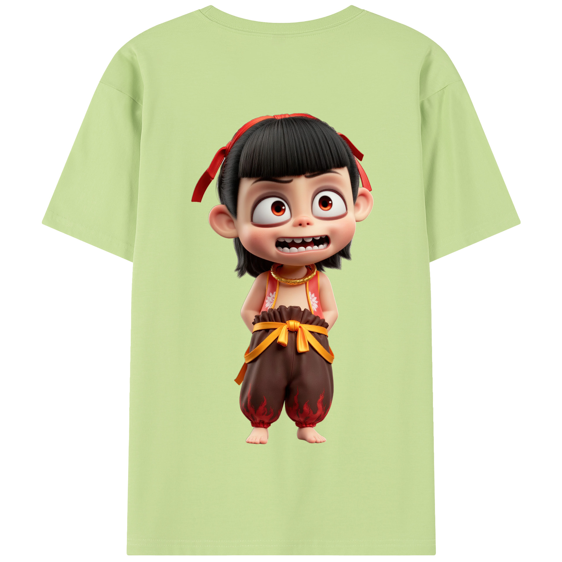 （画像用） Ne Zha 2 ナタ 魔童の大暴れ 綿100％半袖Tシャツ（背面プリント）